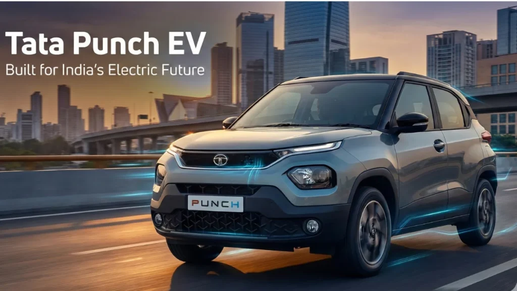 Tata Punch EV electric SUV cinematic road view
