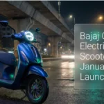 Bajaj Chetak Electric Scooter showcased in dark theme graphic ahead of January 2026 launch in India