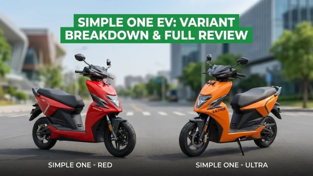 Simple Energy electric scooters showing two variants with long range battery and modern design