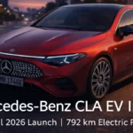 Mercedes-Benz CLA EV India electric sedan showcasing front design and LED lighting