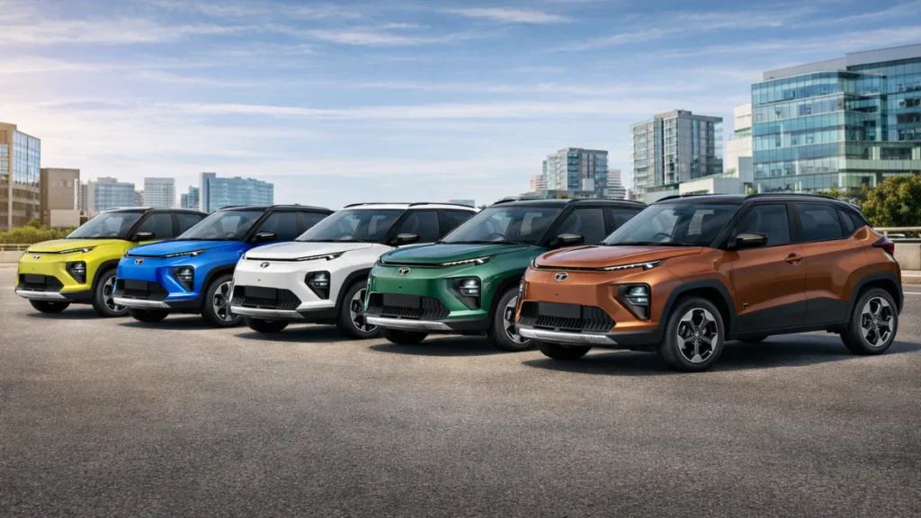 Tata Punch EV facelift showcased in all expected exterior colour options