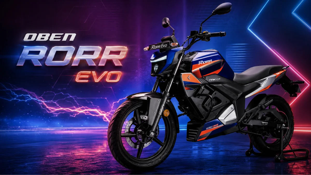 Oben Rorr Evo electric motorcycle showcasing modern design, long range battery and performance-focused features in 2026