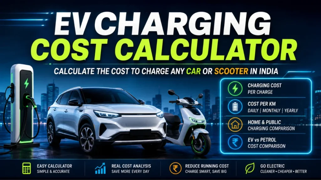 EV charging cost calculator for calculating the cost to charge an electric car or scooter in India